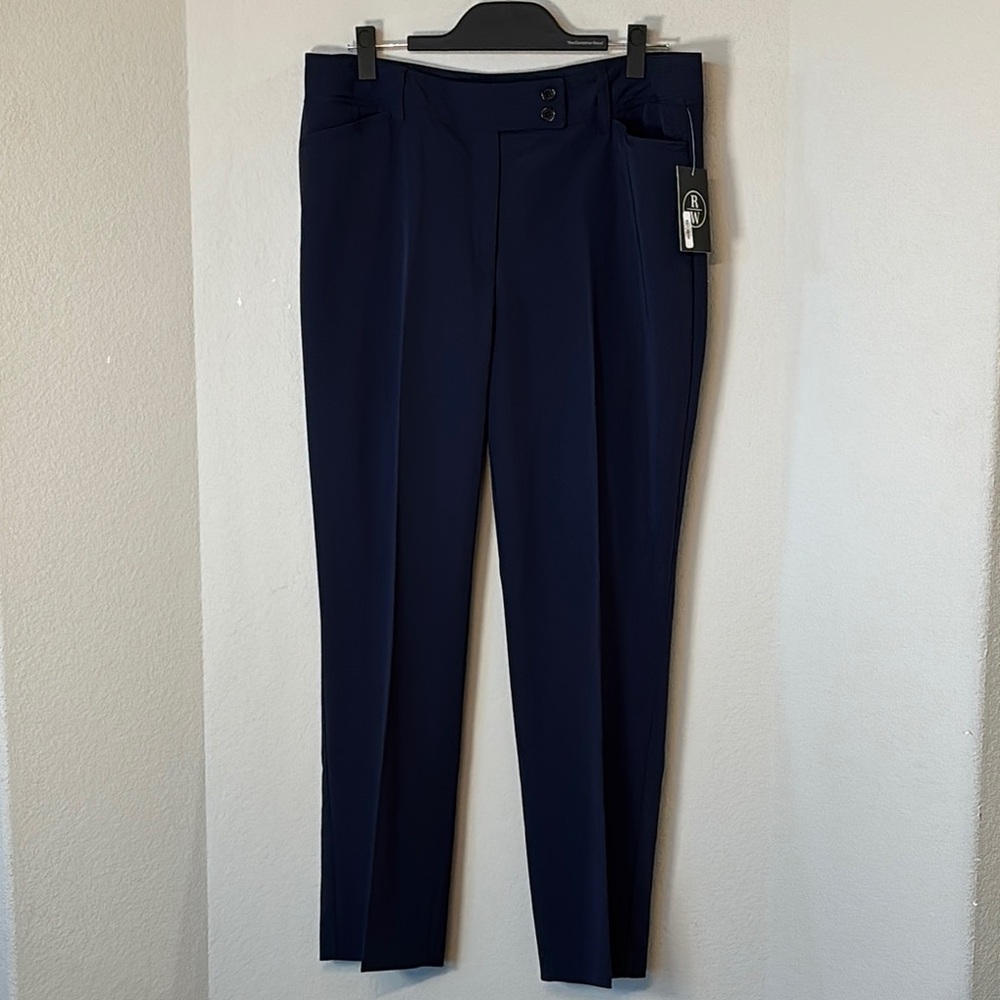 Ryan Wythe Straight Leg Dress Pants 12W Navy Career Stretch NWT Trousers
